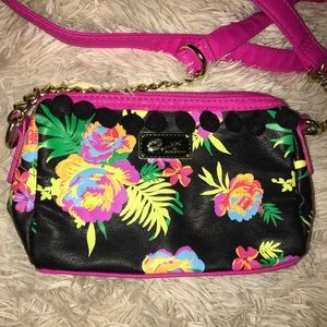 Betsy Johnson floral Pom Pom purse